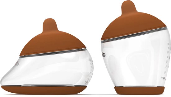 Emulait Starterkit - Classic Babyfles + Anatomy Babyfles - Kleur: Deep - Maat: 3 - 240 ml - Incl. flessenborstel - borstvormig