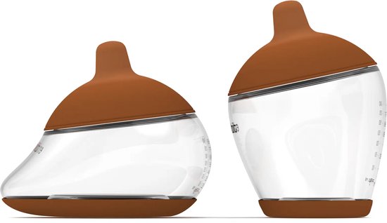 Emulait Starterkit - Classic Babyfles + Anatomy Babyfles - Kleur: Deep - Maat: 4 - 240 ml - Incl. flessenborstel - borstvormig