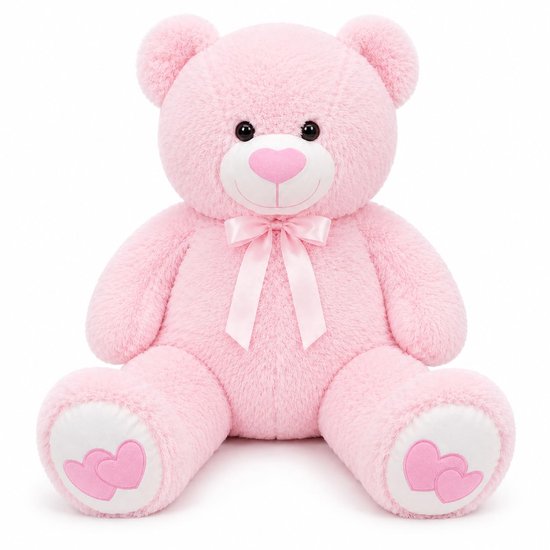 Enorme XXL teddybeer, pluche knuffelbeer, pluche beer met knoopogen, 110 cm, grote zachte teddybeer, knuffeldier, cadeau ​voor verjaardag, Valentijnsdag of Kerstmis (1,1 m, roze)