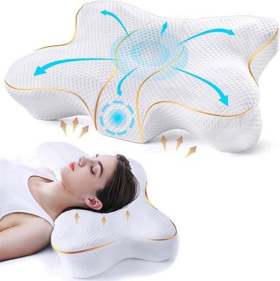 Ergonomisch nekkussen met traagschuim - orthopedisch neksteunkussen voor rug- en zijslapers met nekpijn van Ergon