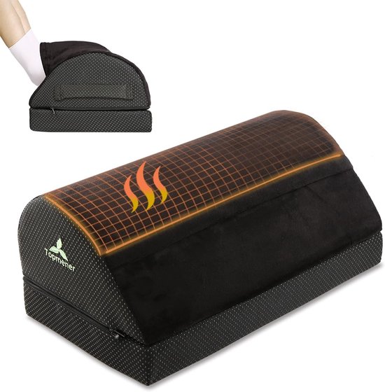 Ergonomisch voetsteunkussen, voetenbank onder bureau met warme voetenzak, voetsteun, kantoor met wasbare overtrek, draagbare handgreep voor thuiswerk, kantoor en reizen, ontlast benen en rug van Ergon