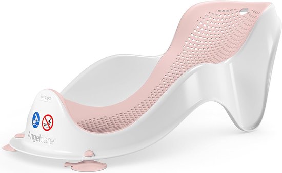Ergonomische badstoel voor de babybadkuip Light roze, aangenaam zacht ligoppervlak, ophangbaar