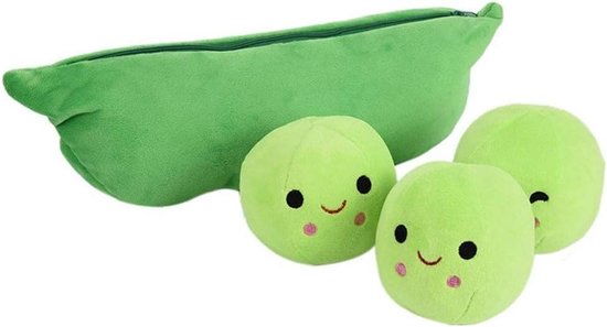 Erwten Pluche Dier - Knuffel Speelgoed - Cadeau Idee - Afneembare Erwten - 25 cm - Groen