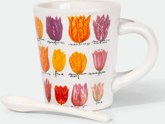 Espresso Mok Tulpen Wit Met Lepel van ES