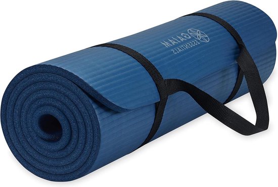 Essentials Dikke yogamat fitness- en oefenmat met Easy-Cinch draagriem - Grijs - 182 cm x 61 cm - 2/5 inch dik van Essentials