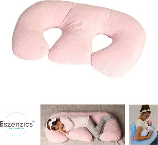 Eszenzics™ Voedingskussen - Multifunctioneel Verpleegkussen - Borstvoeding Tweeling - Wasbaar - Anti-Spugen - Babynest - Voeding Taillekussen - Moeder Zwangerschap Kussen - Roze van Eszenzics™