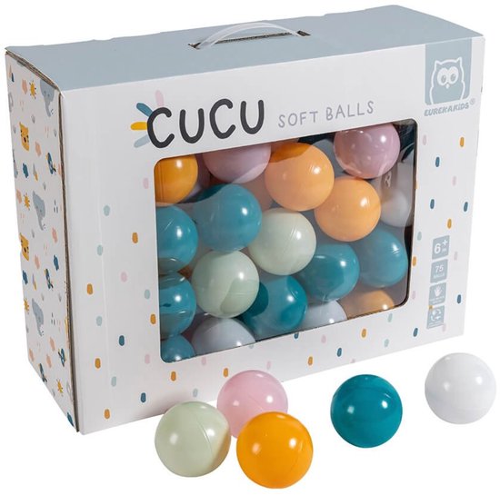 Eurekakids Baby Ballenset - 75 Ballen - Stijlvolle Ballenbakballen in Doos van Merkloos