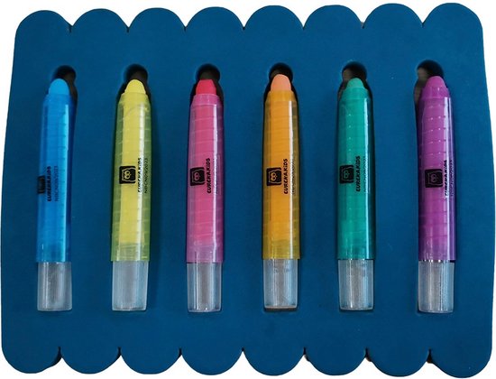 Eurekakids Badkrijtjes - Kleurtjes om in Bad te Tekenen - 6 Stuks - Krijtjes met Draaisysteem - Inclusief Houder van Eurekakids