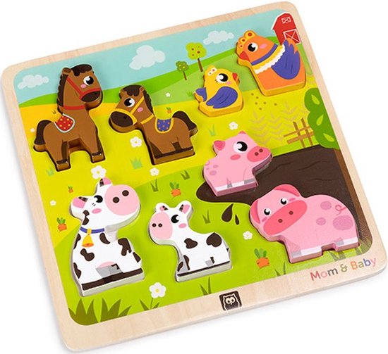Eurekakids Puzzel Mom & Baby - Vormenpuzzel Hout - Met Dikke Stukken - 30 x 30 cm van Eurekakids