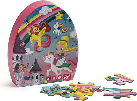 Eurekakids Puzzel Unicorn - 36 Stukjes - Kinderpuzzel met Eenhoorns en Prinsessen - 50 x 40 cm van Eurekakids