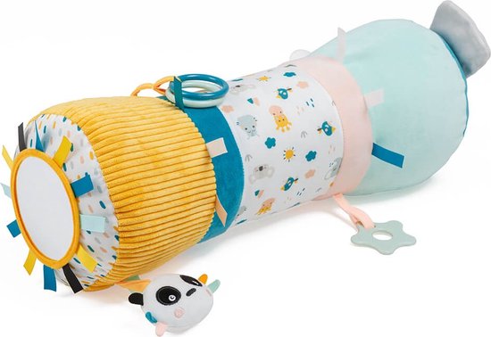 Eurekakids Speelkussen - Baby Tummy Roller van Stof - Kruiprol met Activiteiten en Spiegel - Vanaf 6 Maanden - 47 cm van Eurekakids