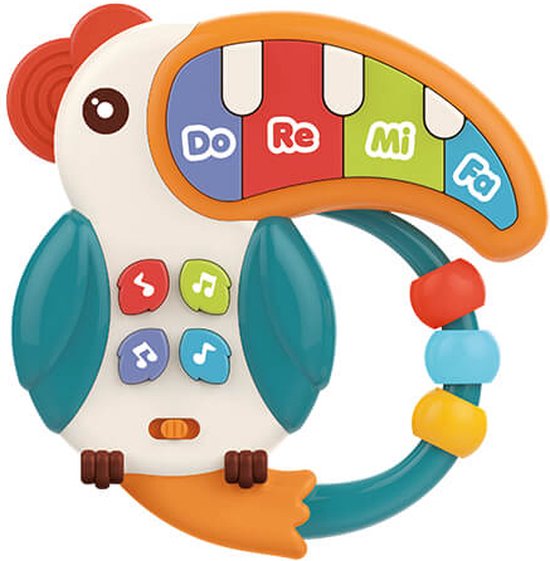 Eurekakids Toekan Babyspeeltje - Multifunctioneel Baby Speelgoed - Met Mini-Piano, Kralen en Melodieën van Eurekakids