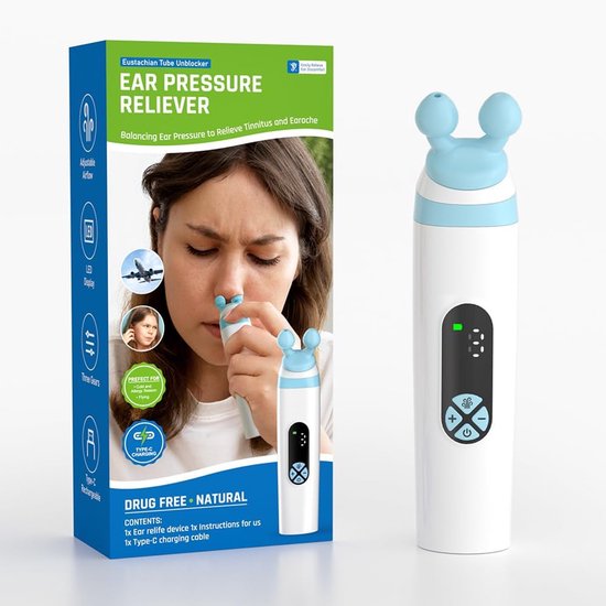 Eustachian Tube Ear Pressure Relief Device | Unclog Ears, Balance Pressure & Relieve Tinnitus | Ear Care for Travel, Diving & Swimming