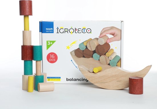 Evenwichtsspel Maan, hout, gemaakt in Oekraine 3+ van EV