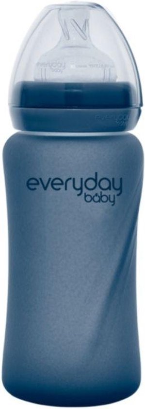 Everyday Baby - Fles glas 240ml Heat Sensing - Blauw