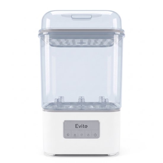 Evite 4-1 Sterilisator Slim - Flessensterilisator met Droogfunctie - Geschikt voor 6 Flessen en Kolfonderdelen - Compact Inklapbaar - Met Tang