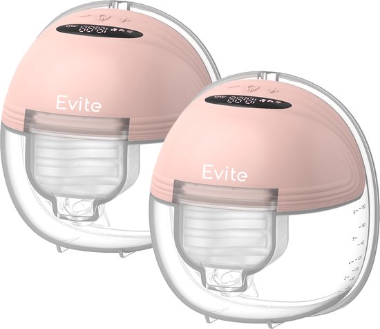 Evite Elektrische Draadloze Borstkolf - Handsfree & Draagbaar - BPA-Vrij - Dubbele Borstkolf - Met E-Book - Roze van Evite