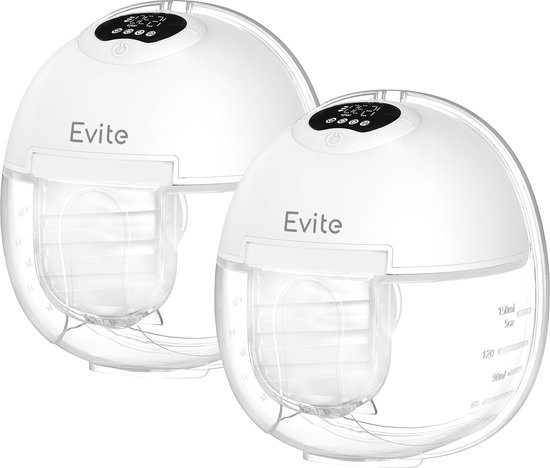 Evite Elektrische Draadloze Borstkolf Maxi - Handsfree & Draagbaar - BPA-Vrij - Dubbele Borstkolf - Met E-book - Wit van Evite
