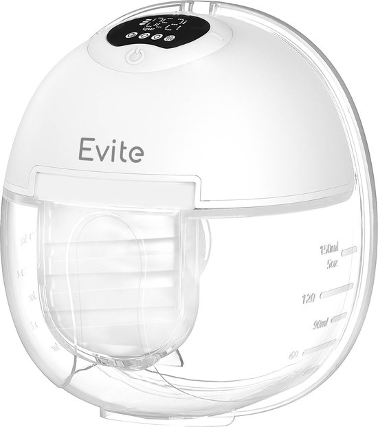 Evite Elektrische Draadloze Borstkolf Maxi – Handsfree & Draagbaar – BPA-Vrij – Met E-book - 1 Pack - Wit van Evite