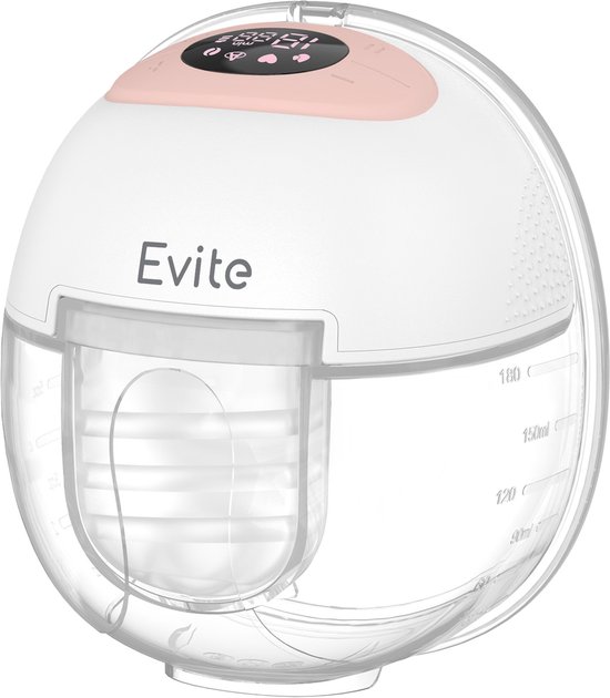 Evite Elektrische Draadloze Borstkolf Nova - Handsfree & Draagbaar - BPA-Vrij - Enkele Borstkolf - Met E-Book - Wit & Roze van Evite