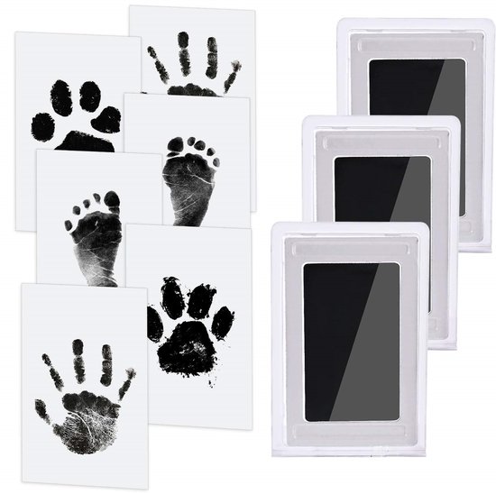EXCITAT Hand- en voetafdrukset - Inktloze stempelkussens - Clean Touch stempels - Geschikt voor honden- en kattenpoten, souvenirs voor babyshowers - 3 stuks van EXCITAT