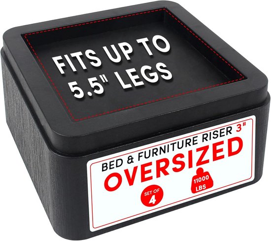 Extra Grote en Stapelbare Meubelverhogers Zwaar Gebruik 3 en 6 Inch Zwart van Iedereen.