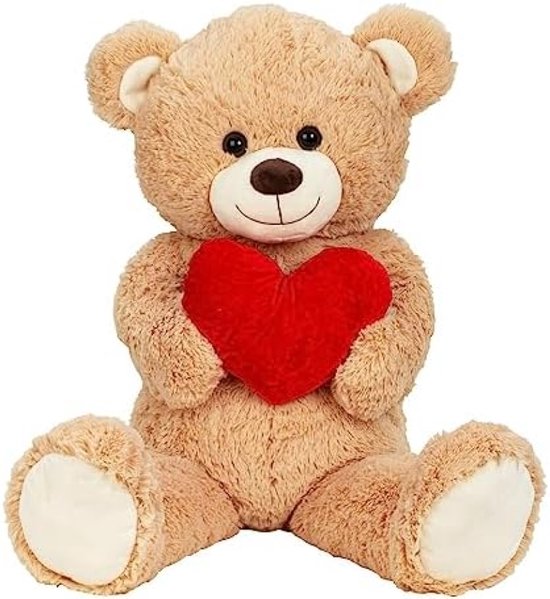 Extra grote knuffelbeer met rood hart - 100 cm zachte pluchen teddybeer - Liefde - Valentijn van Merkloos
