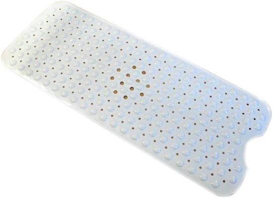 Extra Lange Antislip Badmat met Zuignappen - 40x100 cm - Veilig Douchen en Baden - Wit PVC