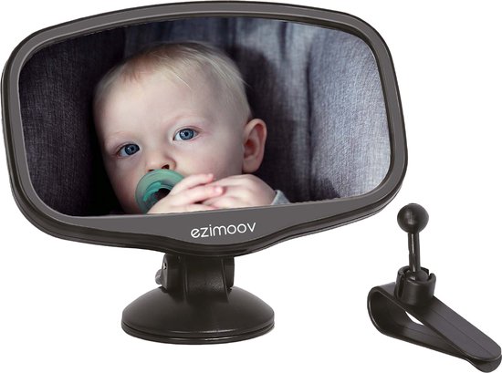 EZI MIRROR MINI - Auto spiegel baby - met klem en zuignap - klein formaat - bevestig op ruit of aan zonneklep van A3 Baby & Kids