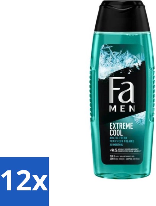 Fa Men - Extreme Cool - 2 in 1 Douchegel & Shampoo - Menthol - 250 ml - Voordeelverpakking - 12 stuks van Merkloos