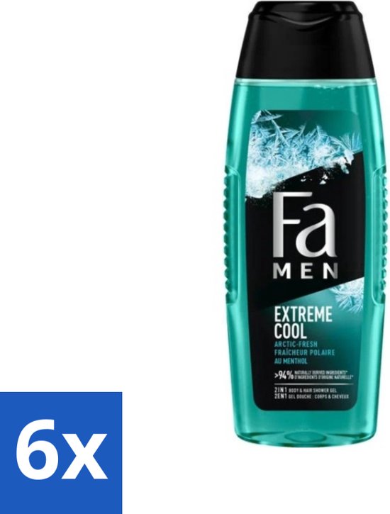 Fa Men - Extreme Cool - 2 in 1 Douchegel & Shampoo - Menthol - 250 ml - Voordeelverpakking - 6 stuks van Merkloos