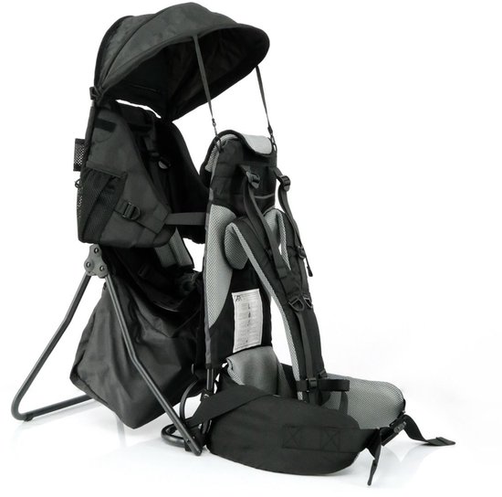 FA Sports Lil' Boss - Kinderdrager zwart - Met regen- en zonnedak - Veel opbergruimte - Tot maximaal 18 kg van Merkloos
