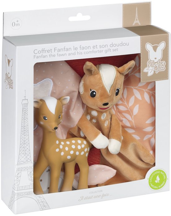 Fanfan het Hertje Cadeauset - Inclusief Bijtspeeltje en Zacht Knuffeldoekje - Perfect Kraamcadeau voor Baby's van Vulli