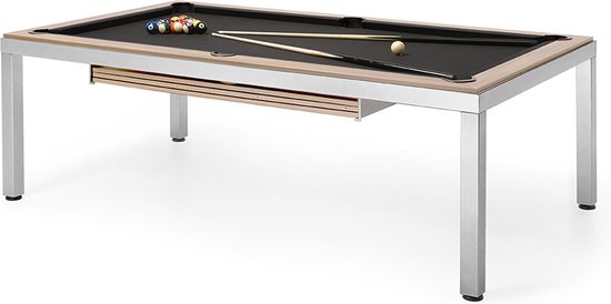 FAS Cube Pooltafel - Eettafel - 7Ft op leisteen - inclusief accessoires - Showroommodel - Speelklaar geleverd - 3 delige afdekbladen - bureau -design pooltafel - professionele pooltafel-werken-eten-spelen-3 jaar garantie-gemaakt in Italie van FAS