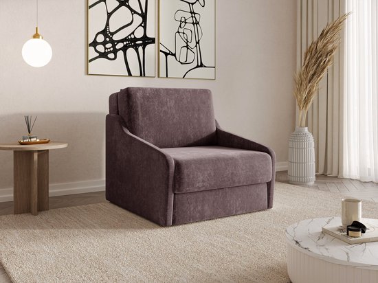 Fauteuil Met Slaapfunctie Slaapbank Ban Fly 80 Fauteuil Slaapbank - Armstoel - Kinderbed - Compact en Comfortabel - 1-zits - Vibe 69 (Pruim)