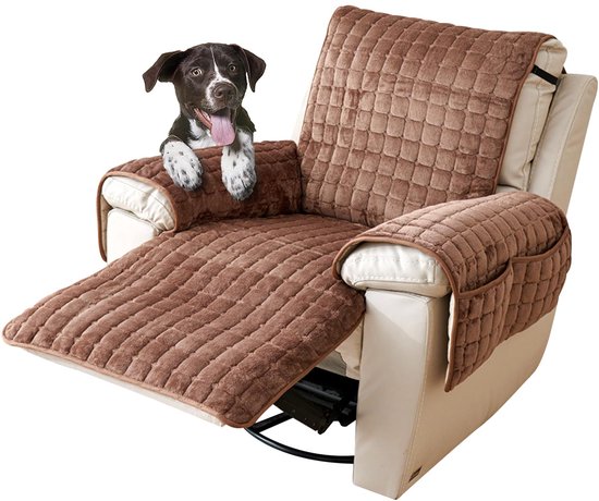 Fauteuilbeschermer Waterdicht Ligbankhoes met Armleuningen Relaxstoelbeschermer Wasbaar Fauteuil Beschermer voor Huisdieren Katten(Koffie, 1-zitting(53 * 190cm))