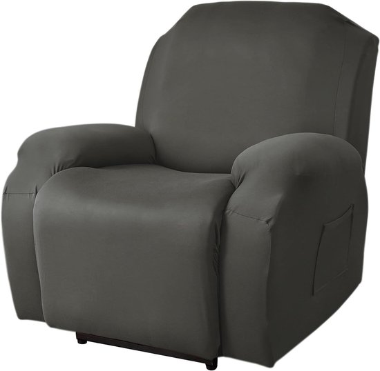 Fauteuilhoes - Antraciet - 1-zits - Stretchstof met Zijzakken - Elastische Stoelhoes voor Woonkamerfauteuil van Vellaro