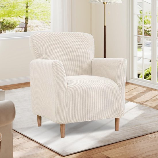 Fauteuilhoes, High Stretch bankovertrek, 1-zits, fauteuilhoes, stretch, zachte stoelbeschermer met armleuning, stoelhoes, meubelbescherming, bankovertrek, wasbaar, lichtgroen (lichtgeel)