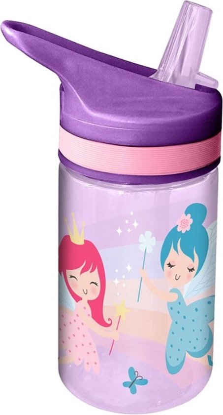 Feeën Princess Tritan Drinkfles - Waterfles - School fles voor kinderen - 400 ml. - Bidon - Paars van Fee