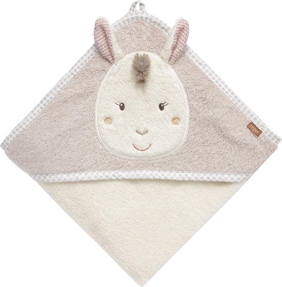 Fehn Baby Badcape Lama 80 X 80 Cm Crème/beige