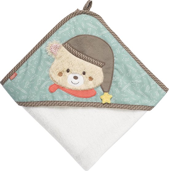 Fehn Babybadcape Met Capuchon Bruno Beer 80 Cm van Fehn