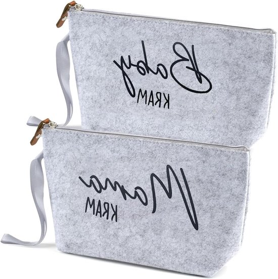Felt tas voor babyverzorging – Luxe verzorgingstas met rits als kraamcadeau, nieuwgeboren geschenk & babyshower cadeau voor aanstaande moeders