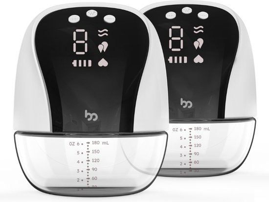 Femometer Borstkolf Wit - Stille Elektrische Draadloze Handsfree Kolf - Draagbaar en Efficiënt - Dubbele Elektrische Kolf met 4 Modi & 10 Zuigkrachtniveaus van Femometer