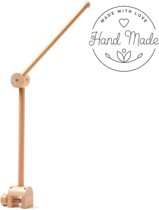 Femur 360° Verstelbare Baby Mobiel Houder – Luxe Verstelbare Arm voor Babybox – Babymobiel – Ledikant – Baby bed - Muziek Mobiel – Kinderkamer - Wieg - Handgemaakt – Hout van Merkloos