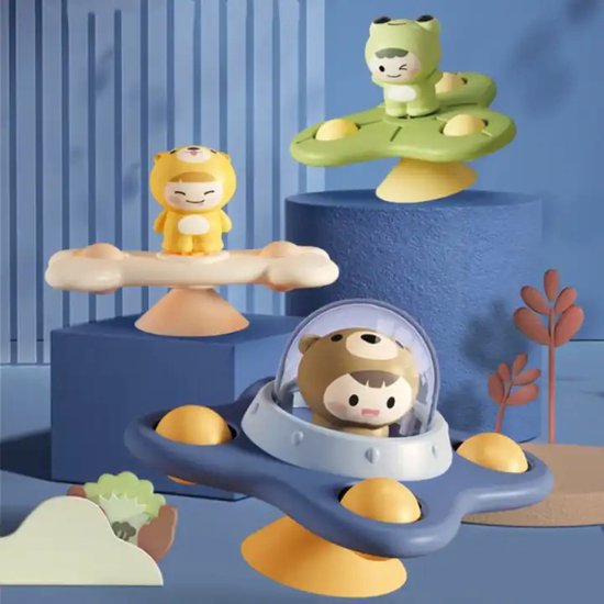 Femur - Spinner - Fidget - Badspeelgoed - Baby Spinner - 3 stuks - UFO - Speelgoed - Poppetjes - Fun - Rage - Zuignap - Sensorisch Speelgoed - Kinderen - Kerst van Merkloos