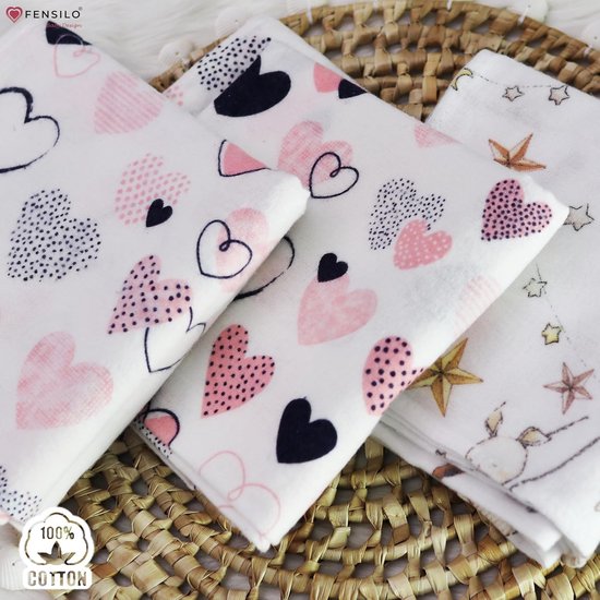 FENSILO - Flanellen Luiers - 4-pack – 80x80 cm – 100% katoen – Zachte & Grote Babydoeken - Flanellen doeken van Fensilo