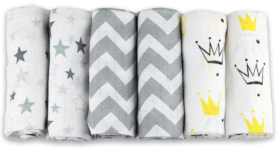 FENSILO Hydrofiele Doeken Baby – 6 Stuks 70x80 cm | Spuugdoekjes Katoen | Hydrofiele Luiers | Multidoeken | Baby Uitzet Must-Have van Merkloos