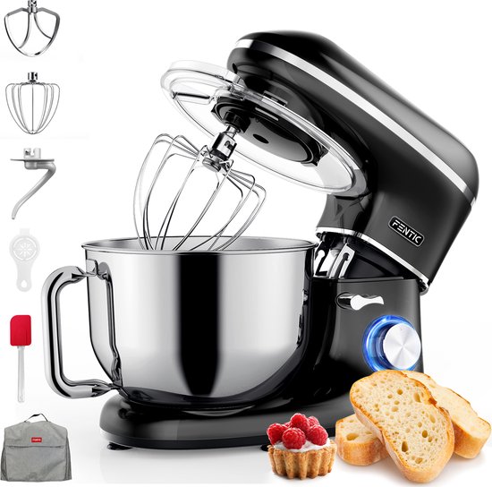 Fentic Keukenmachine – 2000W – Keukenrobot - Foodprocessor - 6,2L Mengkom – Incl. Beschermhoes en extra Accessoires – Zwart van Fentic