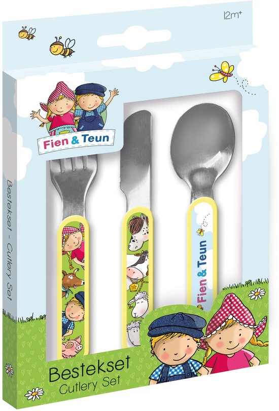 Fien en Teun kinderbestekset 3-delig - vork, lepel, mes - kinderbestek - kinder bestek - Bambolino Toys van Bambolino Toys