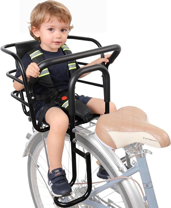 Fiets Stoeltje Achter - Kinderzitje Fiets - Veilig Fietsen - Verstelbare Voetsteunen - 18 Maanden tot 8 Jaar - Zwart
